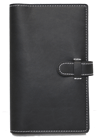 black imitation leather pocket journal with tab closure