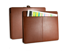 tan Napa leather accordion file folder