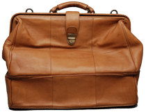 tan Napa leather framed overnighter weekender bag