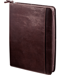 mahogany leather portfolio cover with full zippered closure