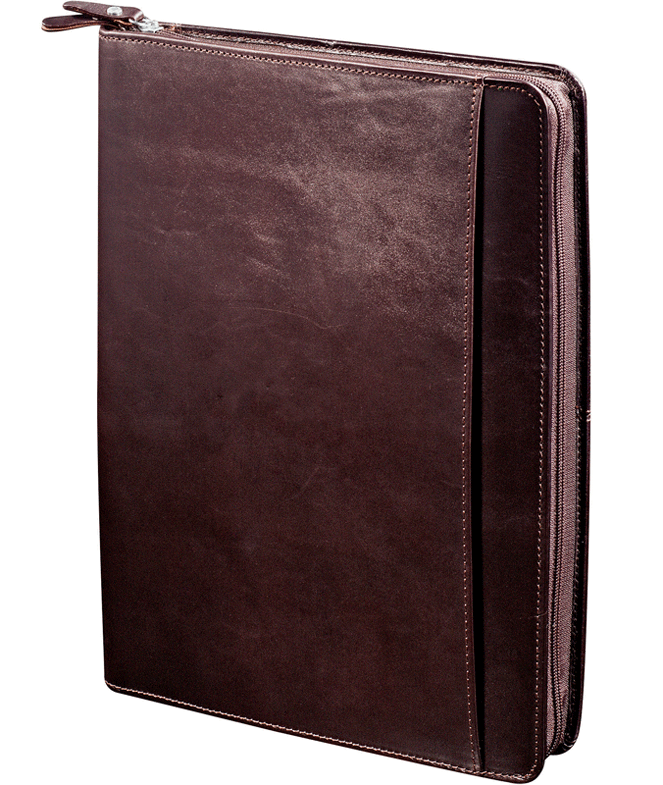 Zippered Gusset Leather Portfolio