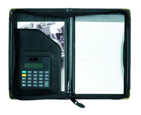 zippered jr size padfolio with calculator