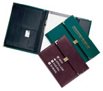 burgundy and green vinyl letter-size locking portfolios