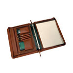 zippered binder-folio with top-grain Napa leather cover