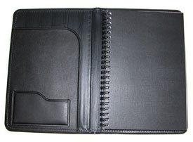 black vinyl pad cover with wirebound journal
