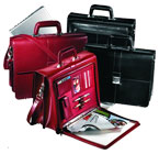 black and red leather binder briefcases