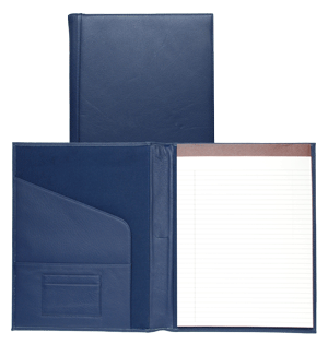 blue leather padfolio with legal pad