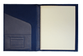 blue leather padfolio with wirebound journal insert