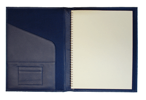 blue leather padfolio with journal insert