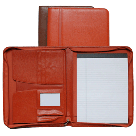 terra cotta and brown premium faux leather zippered padfolios