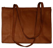 tan leather woman's single zipper briefcase