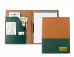 tan and green letter folders