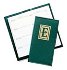 green faux leather pocket planner