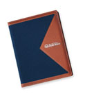 blue and tan letter-size padfolio