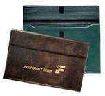 green and brown gusseted envelope portfolios
