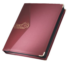 Burgundy microfibre binder with matching vinyl trim