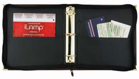 inside view of black vinyl zippered 3-ring binder